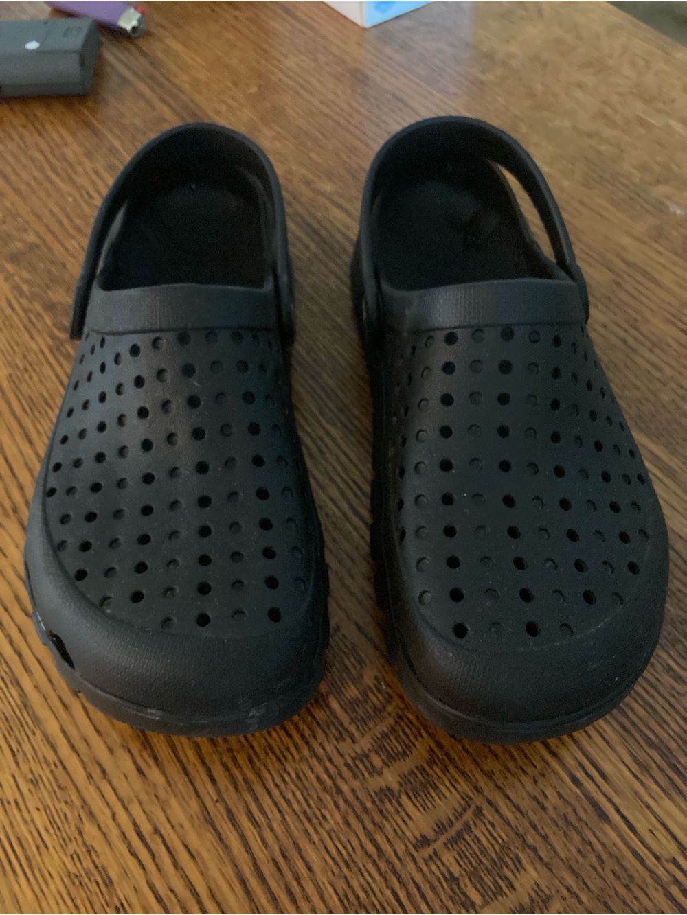 Black Ventilated Slip-On Clog with Heel Strap (like Crocs)